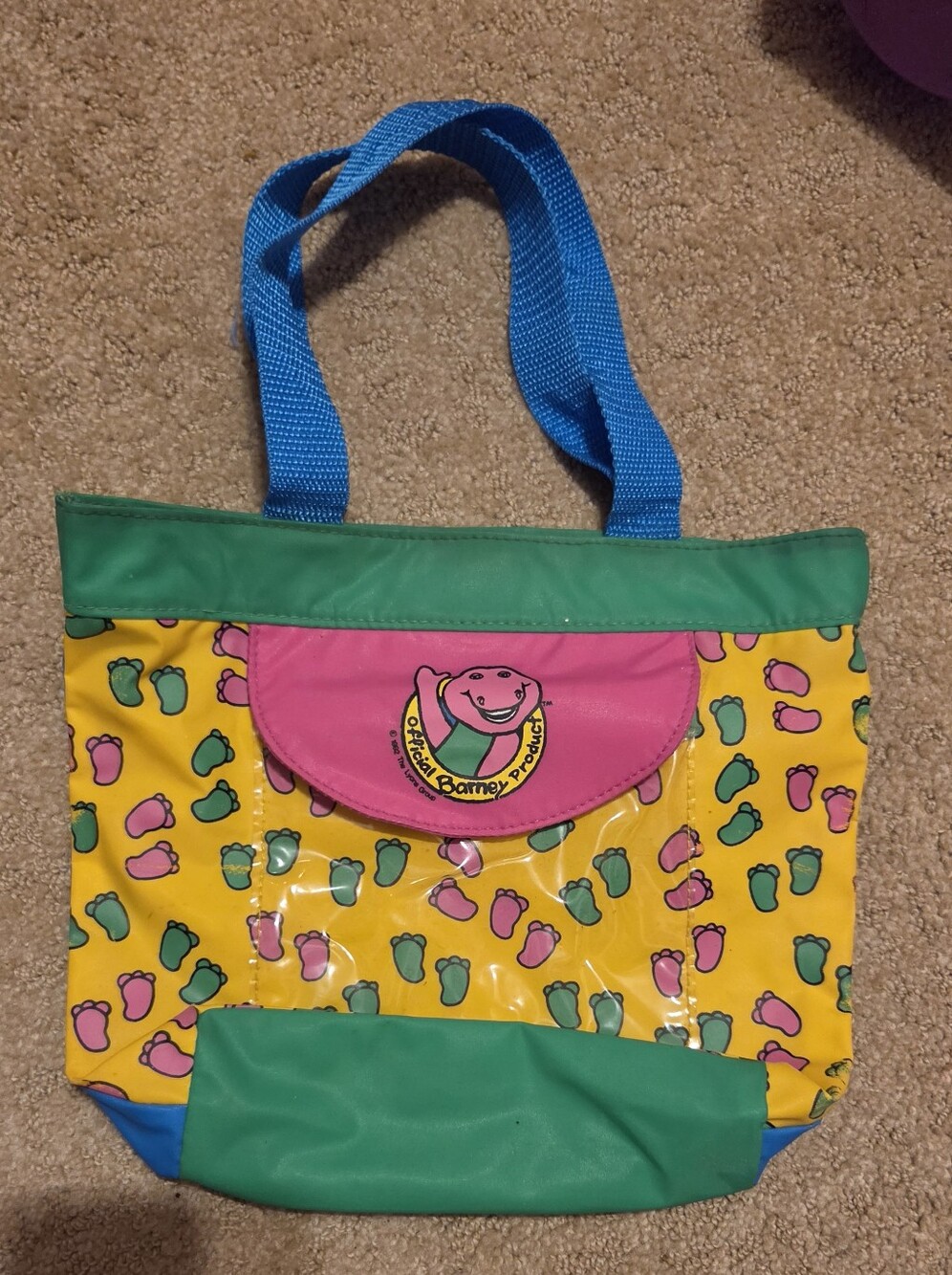 Official Barney Product Vintage 1992 The Lyons Group Barney Bag Purse For Kids